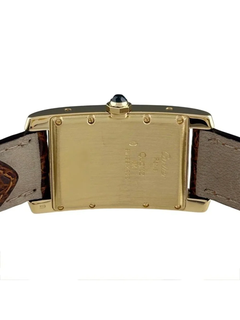 Cartier Tank American Wristwatch YG Leather Quartz Ivory Watch